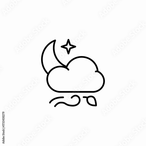 night cloud wind icon sign vector