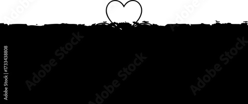 Elegant heart symbol crowning distressed black organic shapes, perfect for abstract design elements and emotional branding.