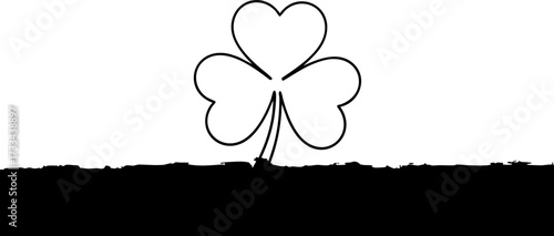 Elegant single shamrock outline symbolizes luck and Irish heritage, perfect for festive designs and seasonal celebrations