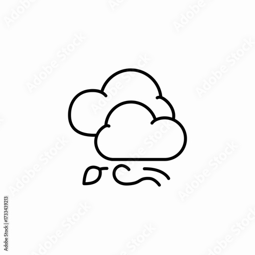 windy clouds leaves icon sign vector