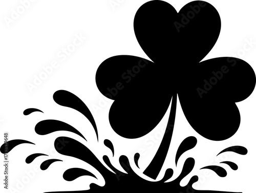 Vibrant shamrock bursting with fresh water creating a dynamic and celebratory Irish symbol for luck and renewal