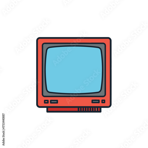 Retro Television Icon A Colorful Illustration of an Old-School TV for Nostalgic Designs