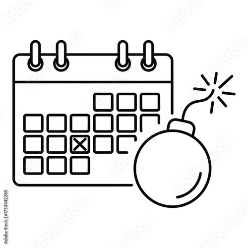 Vector art of explosive calendar icon representing deadline or urgency