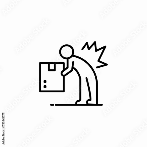 lifting heavy box injury icon sign vector