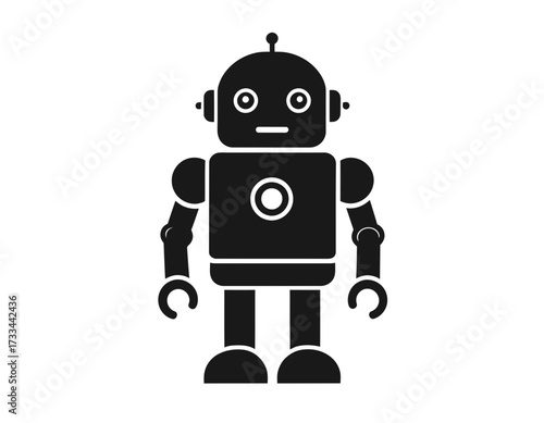 Futuristic Technology Silhouette Icon –  AI Robot
