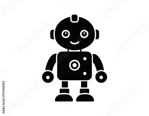 Futuristic Technology Silhouette Icon –  AI Robot