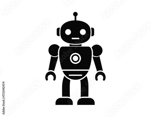 Futuristic Technology Silhouette Icon –  AI Robot