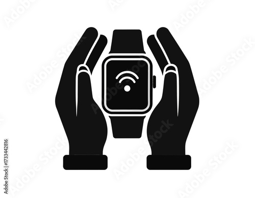 Futuristic Technology Silhouette Icon –  Wearable Gadget