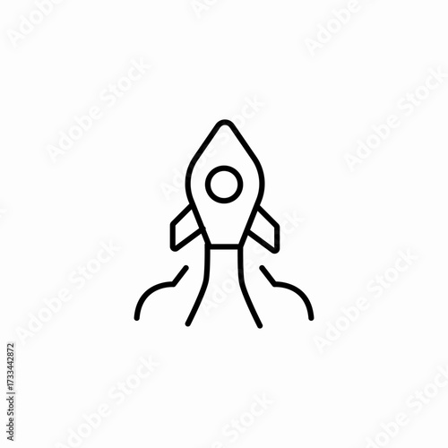 rocket ship launching icon sign vector