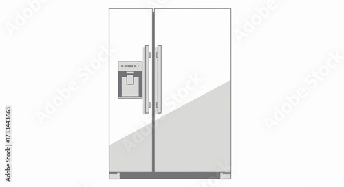 Illustration of a side-by-side refrigerator with water dispenser.