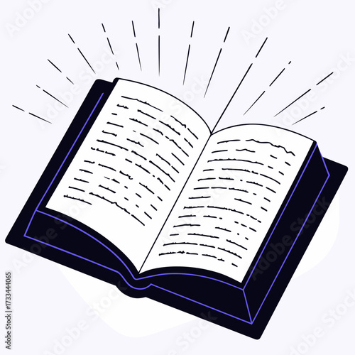 open book radiating light, symbolizing knowledge, wisdom, and spiritual guidance. Ideal for educational blogs, religious content, or inspirational designs.