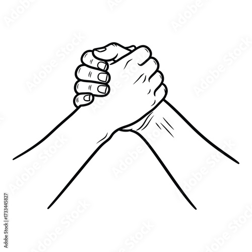 Vector art of two hands clutching each other in arm wrestling pose