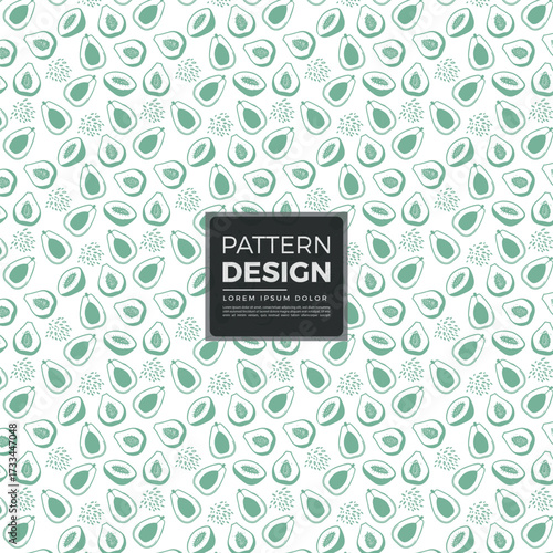 Modern Avocado and Fig Pattern Design on White Background