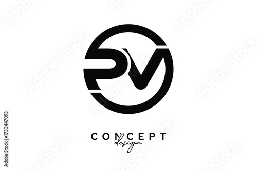 PV Creative Circle Monogram Logo Design – Modern Branding Concept