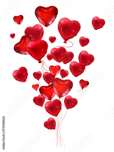 Red heart shaped balloons festive illustration