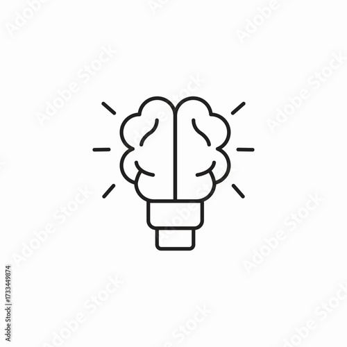 brain as lightbulb icon sign vector
