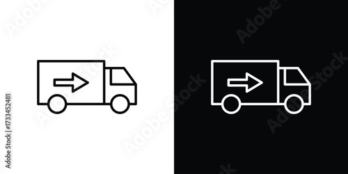 Truck arrow icon. Thin linear vectors pack