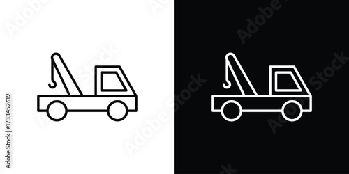 Tow truck icon. Thin linear vectors pack