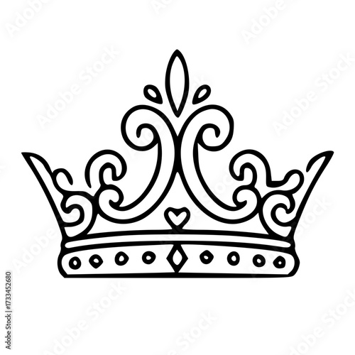 Decorative ornate crown outline illustration