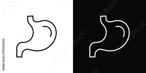 Stomach icon. Thin linear vectors pack