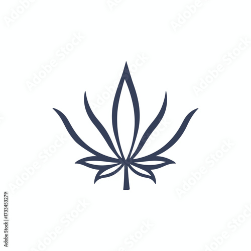 Minimal Vector Cannabis Leaf Design Illustration – Flat Style Marijuana Plant Icon for Natural Medicine, CBD Branding, Organic Product Labels, Herbal Graphics, and Cannabis-Themed Packaging Design
