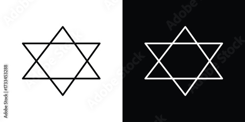 Star of David icon. Thin linear vectors pack