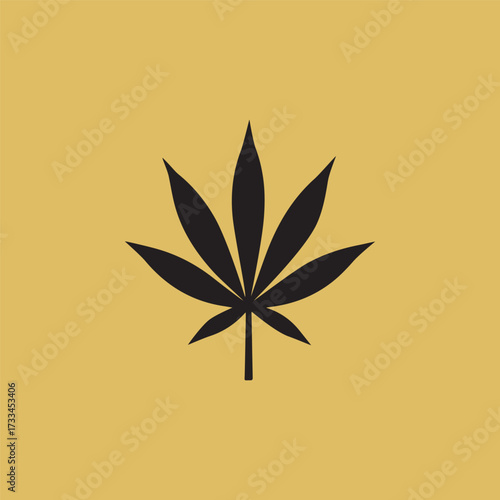 Minimal Vector Cannabis Leaf Design Illustration – Flat Style Marijuana Plant Icon for Natural Medicine, CBD Branding, Organic Product Labels, Herbal Graphics, and Cannabis-Themed Packaging Design