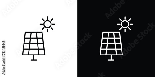 Solar panel icon. Thin linear vectors pack
