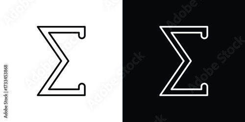 Sigma icon. Thin linear vectors pack