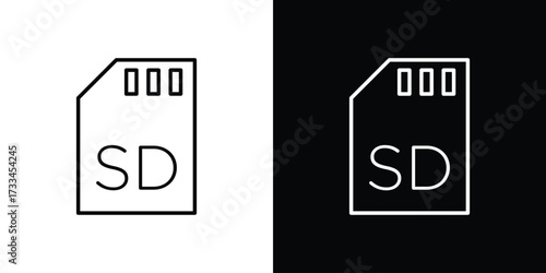 Sd card icon. Thin linear vectors pack