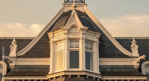 The top of the house with nice window with european architecture