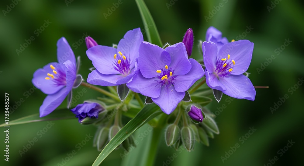 Obraz premium Vibrant purple flowers in bloom against a soft green background