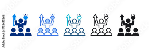 Community Support Icon Set Multiple Style Vector Illustration 