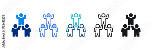 Team Building Icon Set Multiple Style Vector Illustration 