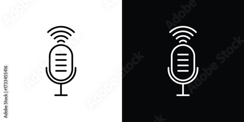 Podcast icon. Thin linear vectors pack
