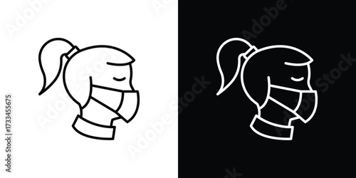 Person in mask icon. Thin linear vectors pack