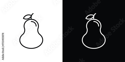 Pear icon. Thin linear vectors pack