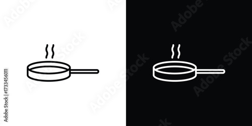 Pan frying icon. Thin linear vectors pack