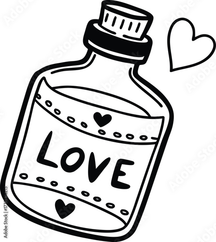 love message in bottle illustration on transparent background