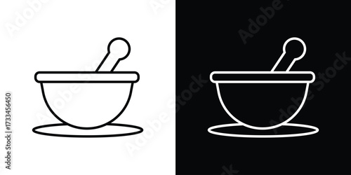 Mortar pestle icon. Thin linear vectors pack