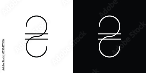 Hryvnia icon. Thin linear vectors pack