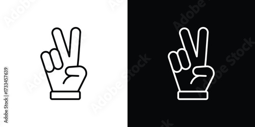 Hand peace icon. Thin linear vectors pack