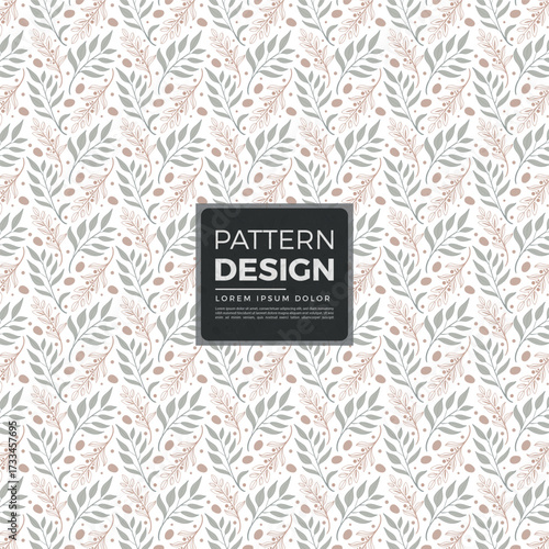 Elegant Botanical Pattern Design with Delicate Foliage and Earthy Tones on White