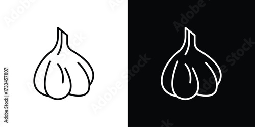 Garlic icon. Thin linear vectors pack