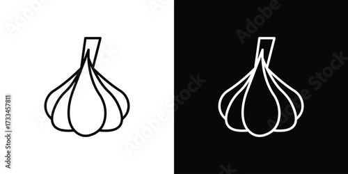 Garlic icon. Thin linear vectors pack