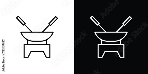 Fondue pot icon. Thin linear vectors pack