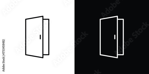 Door open icon. Thin linear vectors pack