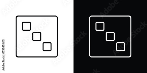 Dice three icon. Thin linear vectors pack