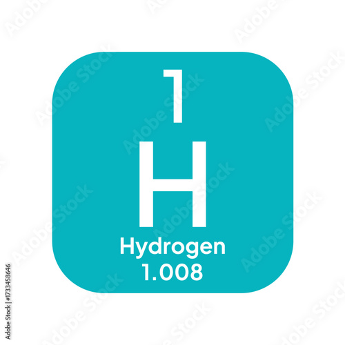 Hydrogen, chemical element of the periodic table vector design. Symbol Illustration Icon. Background Education.