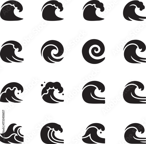 Wave Patterns: A collection of elegant and abstract wave pattern designs in monochrome, offering a versatile visual element for various design applications. 